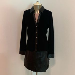 Cable and Gauge Shirt Leather Jacket Black Size M